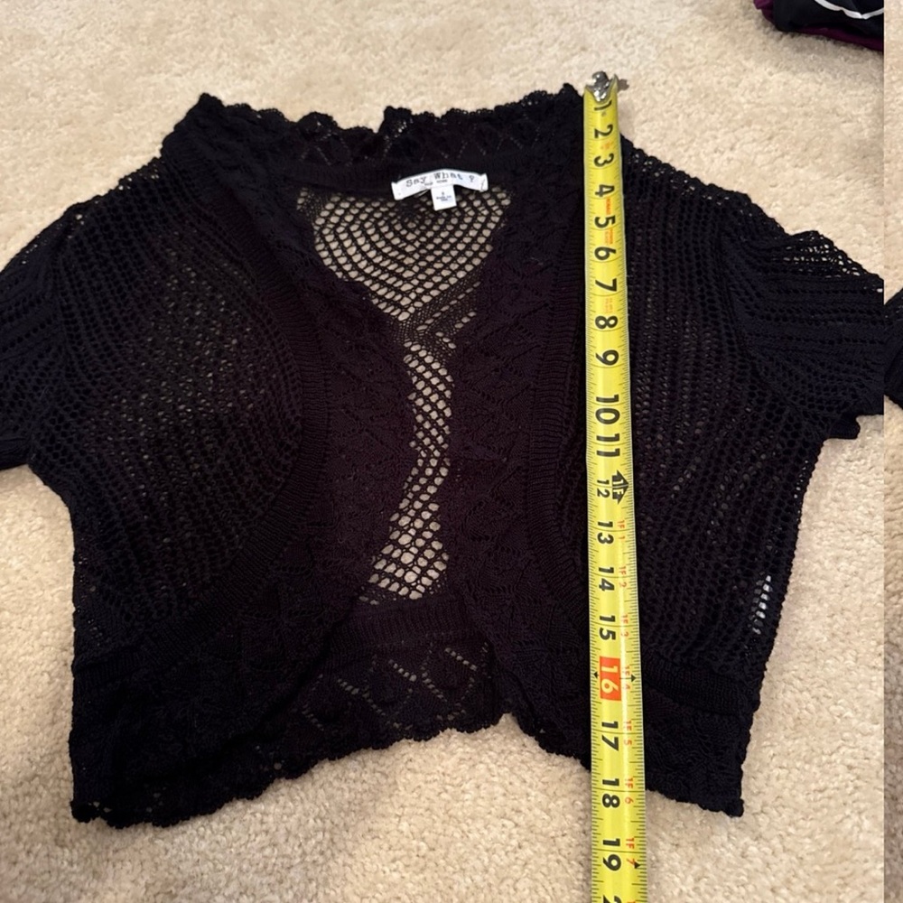 Say What? Kids Black Crochet Sweater S